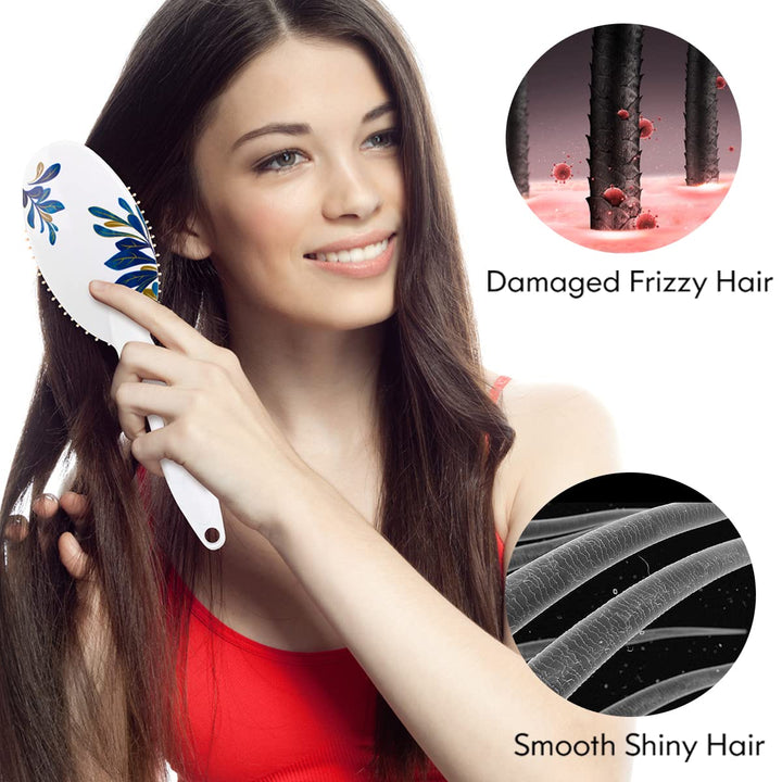 Hair Brush, Boar Bristle Hair Brushes for Women Kids Thick Curly Wet Dry Hair, Smoothing Detangling Hairbrush Adds Shine and Improves Hair Texture, Hair Comb and Giftbox Included