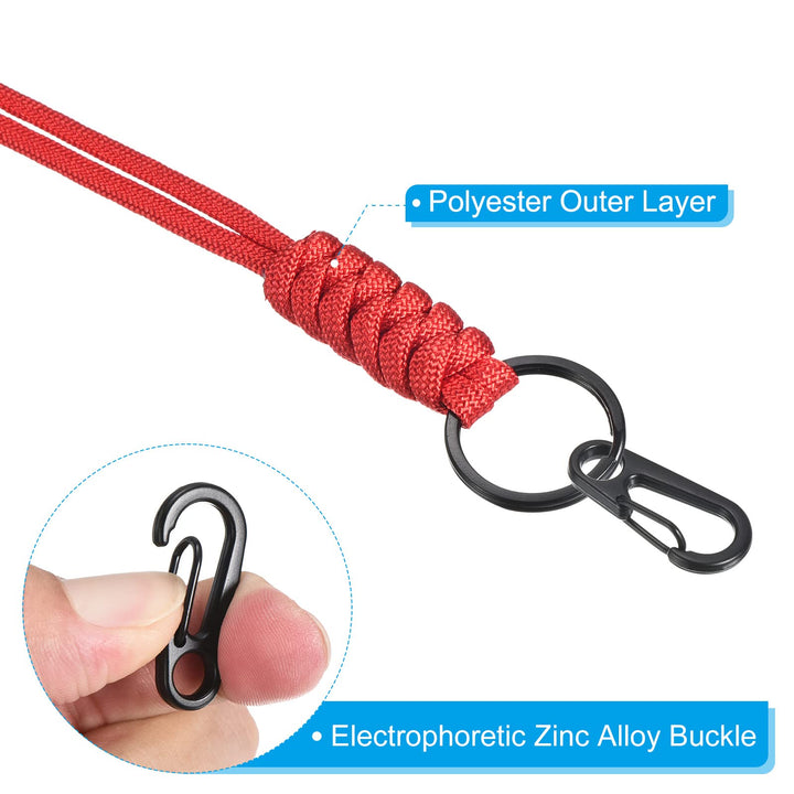 Badge Lanyard 20 Inch, 2 Pack Necklace Keychain Cord Metal Clasp Hook Ring Strap for Keys Whistle ID Card Badge Holder, Red