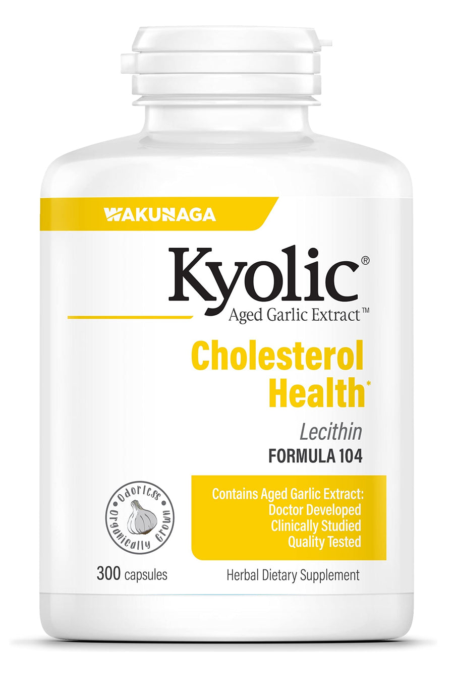 Aged Garlic Extract Formula 104 Cholesterol Health, 300 Capsules (Packaging May Vary)