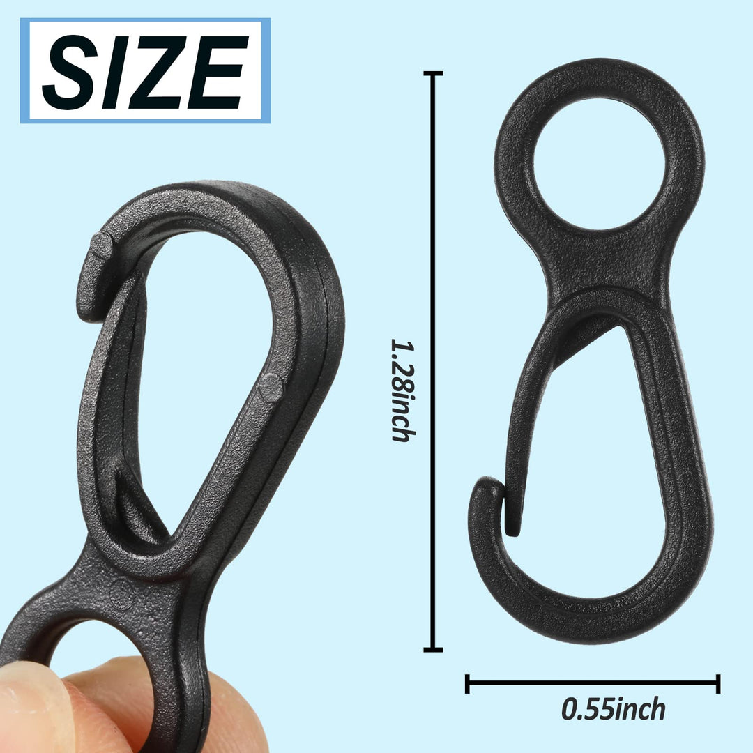 Lanyard Hook Plastic Lobster Clasp Mini Lanyard Snap Clip Hook Spring Hanging Buckle for Face Protectors Lanyard Key Chain Purse ID Card Crafting Sewing Projects, Light Plastic, Black (100 Pieces)