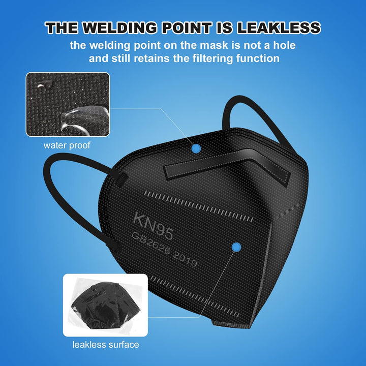 Kn95 Face Mask Black,5-ply Cup Dust Mask,Breathable & Comfortable,Filter Efficiency =95% (Black-30pcs)