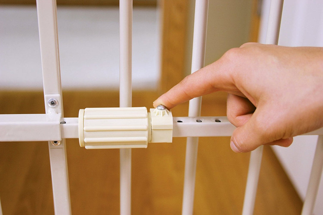 Carlson Extra Tall Metal Expandable Pet Gate White, Includes Small Pet Door 32 Tall x 22 - 38 Wide