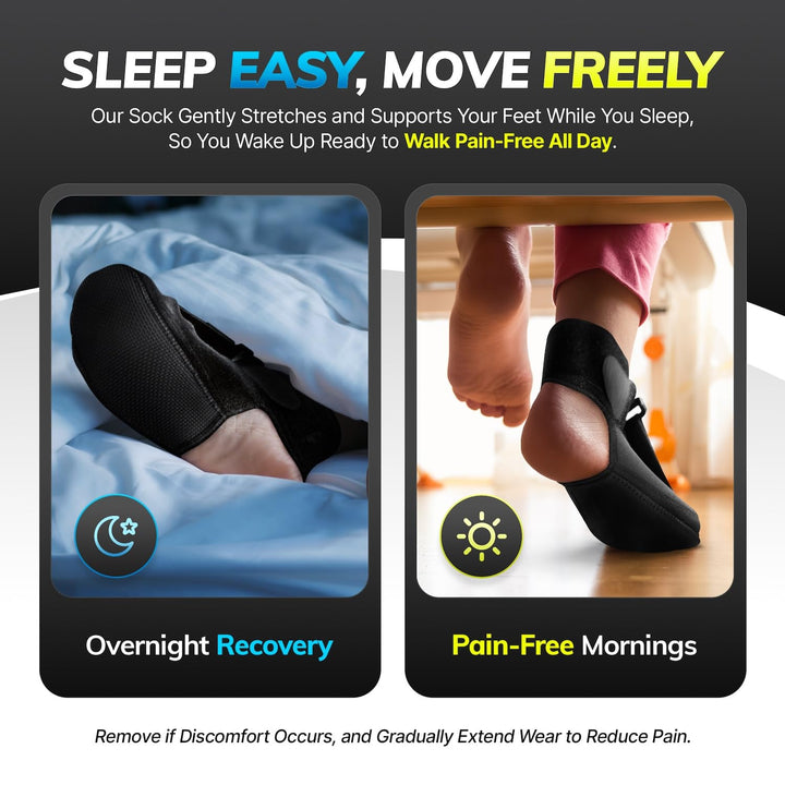 Plantar Fasciitis Night Splint Sock - Soft Plantar Fascia Brace for Sleeping, Achilles Tendonitis, Foot Drop, Heel Pain - Plantar Fasciitis Relief Night Splint for Women and Men (Small)