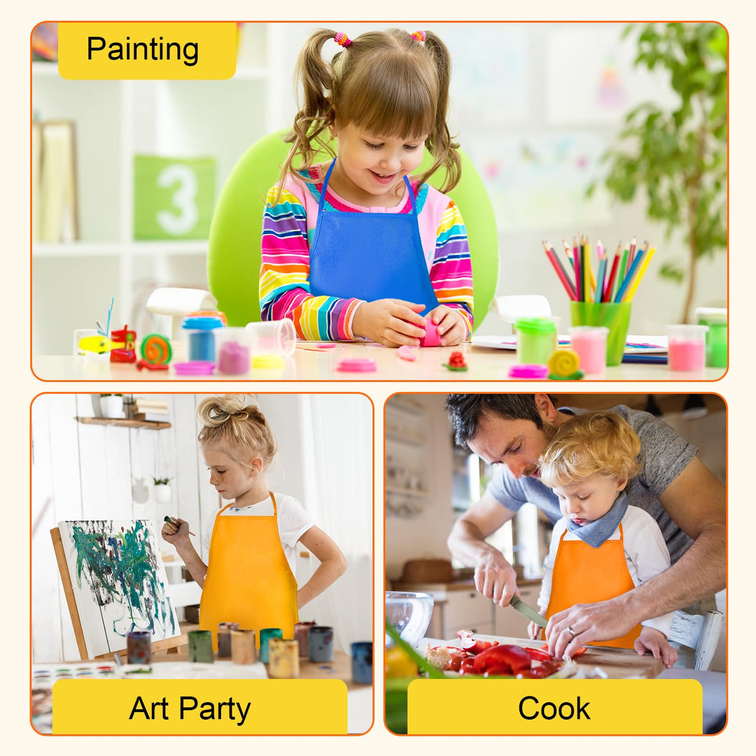24 Pieces 12 Colors Children's Artists Fabric Aprons for Kitchen, Classroom, Community Event, Crafts and Art Painting Activity