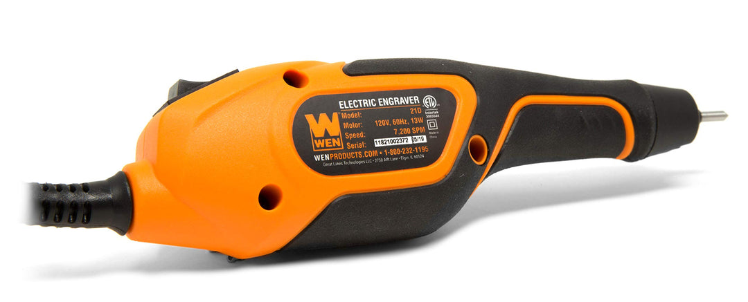 21D Variable-Depth Carbide-Tipped Engraver for Wood and Metal , Lightweight, Variable Speed, Compact, Orange