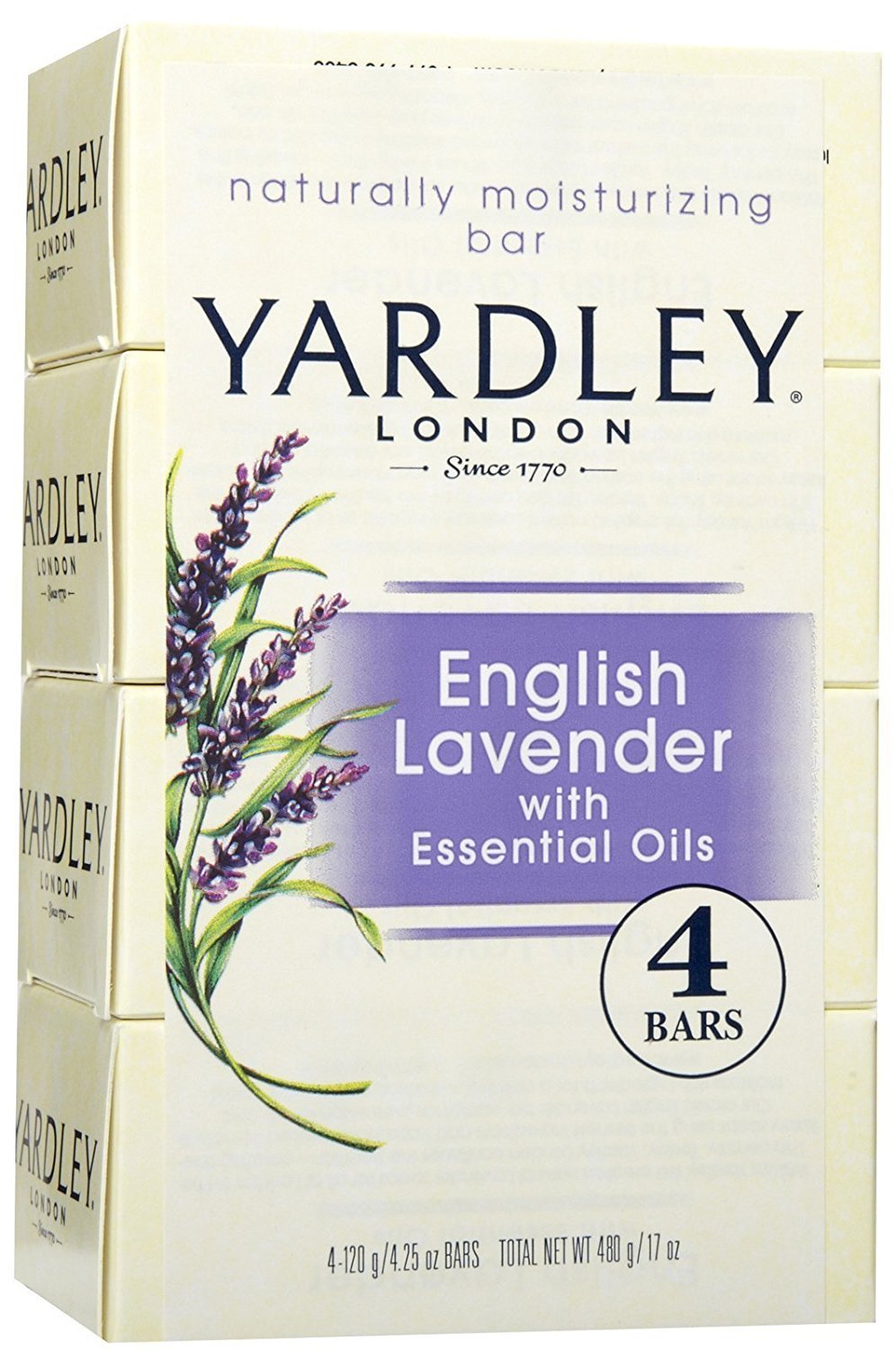 Yardley London English Lavender Soap 4.25oz BIG BARS 4 pack Sealed in cellophane