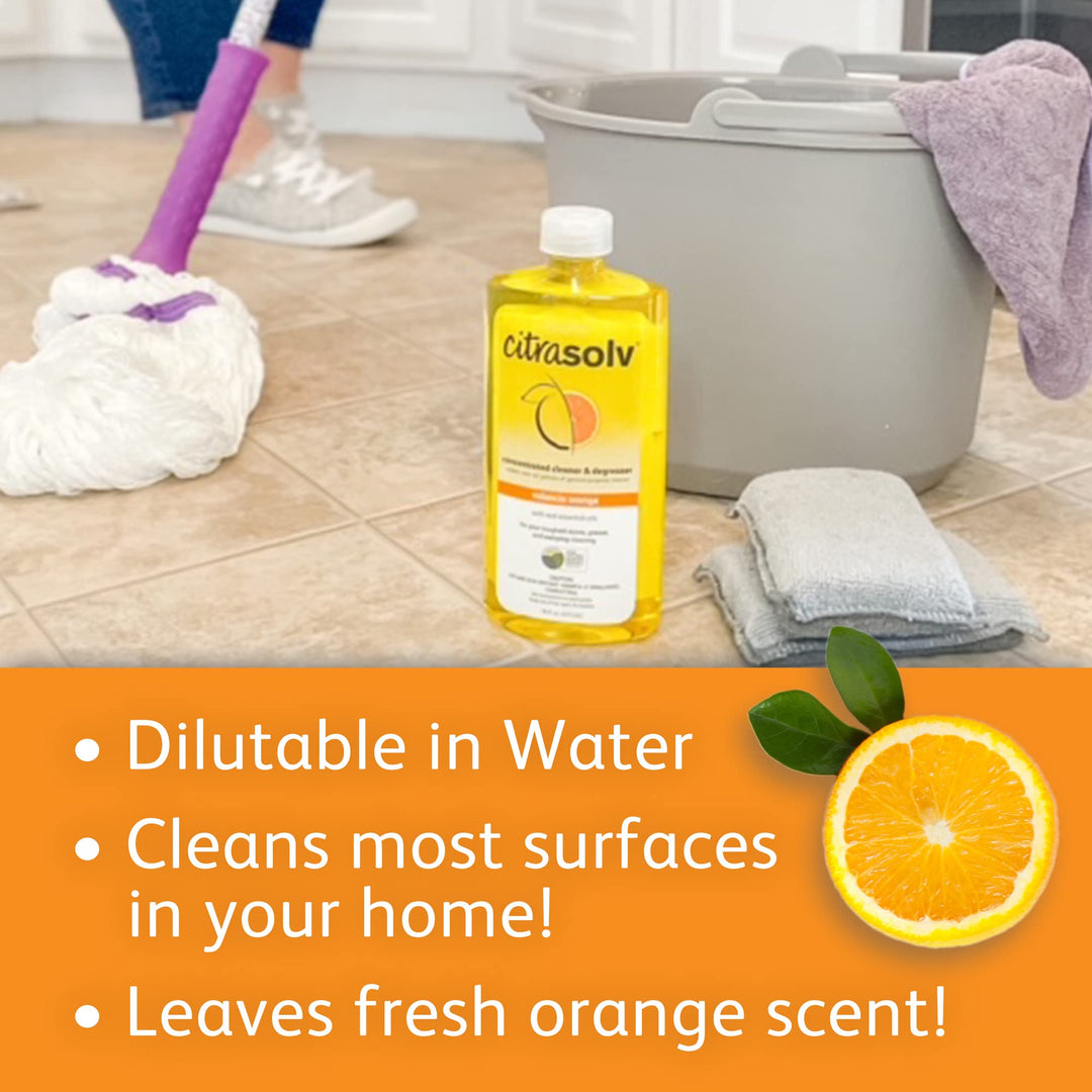 Concentrated Cleaner & Degreaser, Deodorizer, Home & Outdoor, Adhesive Remover, Paint Thinner, Natural Orange Oil, Valencia Orange 8 Fl Oz