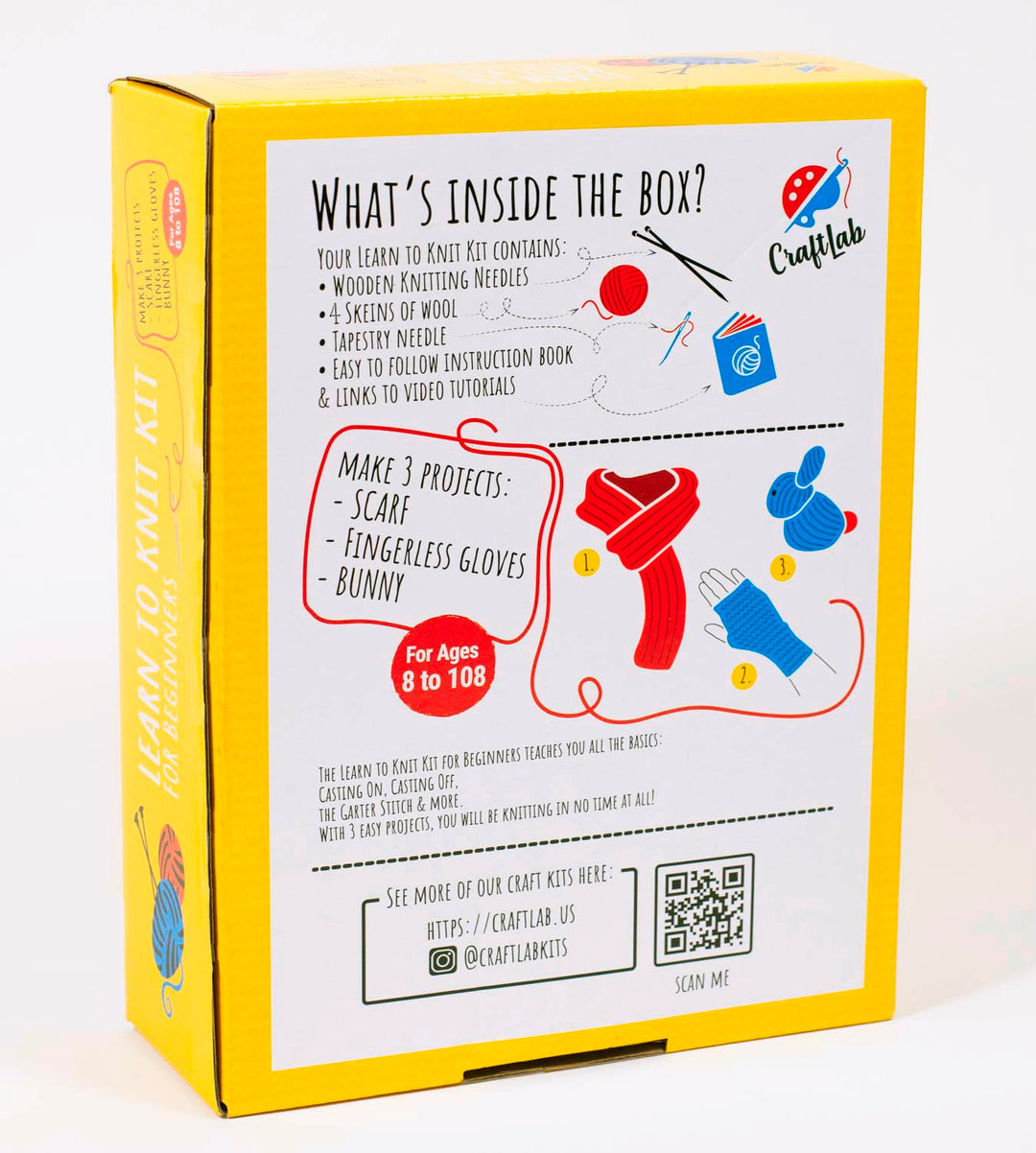 Knitting Kit for Beginners, Kids Adults Seniors Includes All Knitting Supplies: Wool Yarn, Knitting Needles, Yarn Needle and Instructions – Fantastic DIY Gift Learn to Knit Arts & Crafts Kit