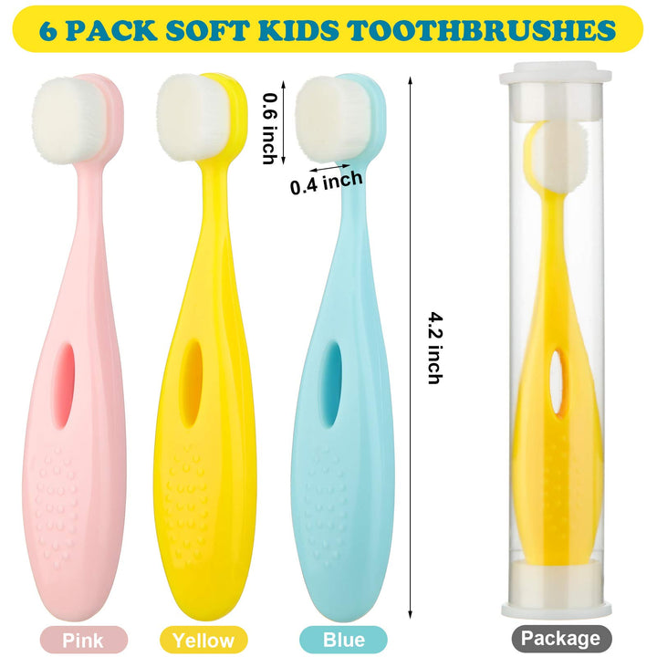 6 Pieces Kids Extra Soft Nano Toothbrush Children Bristles Toothbrush Children Micro Nano Manual Toothbrush Set with 20000 Bristles for Age 1 and Above Boys Girls Gum Protecting Cleaning (Cute Style)