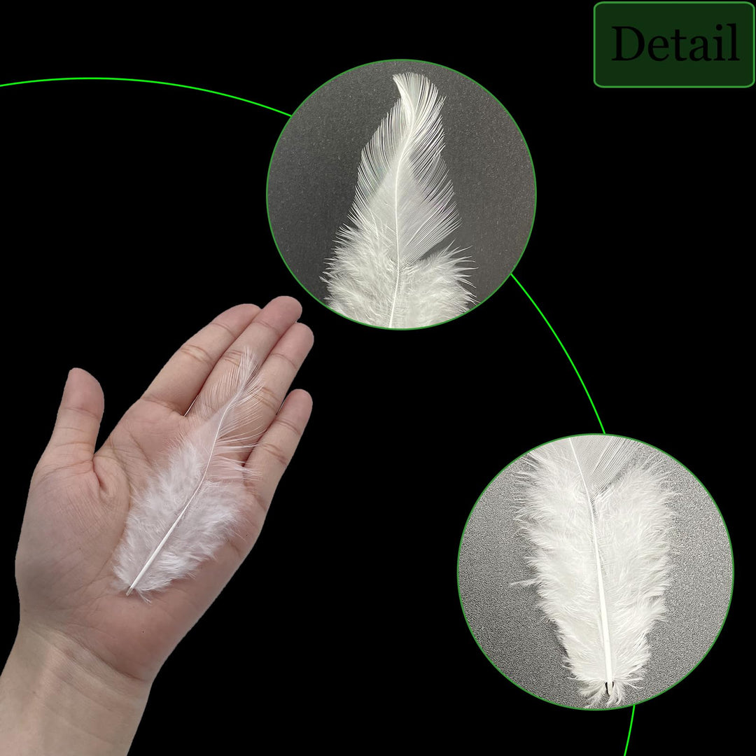100pcs Feathers for Crafts, 5-7Inch Rooster Saddle Hackle Feathers Pheasant Neck Feathers for Earrings Jewelry Making Dream Catcher Decoration (White)