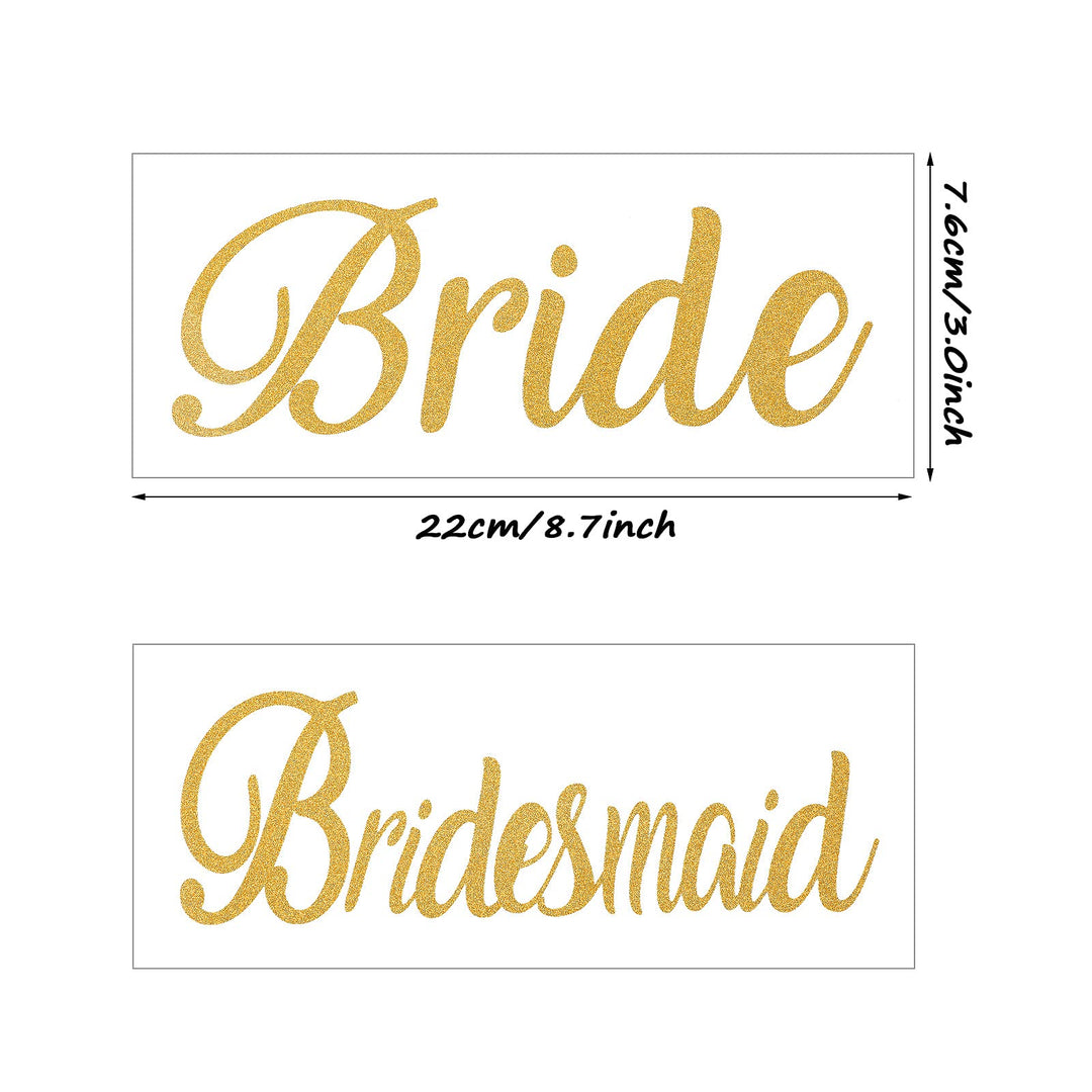 15 Pieces Gold Bridal Heat Transfer Iron Bridesmaid Maid of Honor Heat Transfer Letters Decal Heat Transfer on Vinyl Stickers HTV for T-Shirt Wedding Bags Clothes Shower Party Gold Glitter Letters