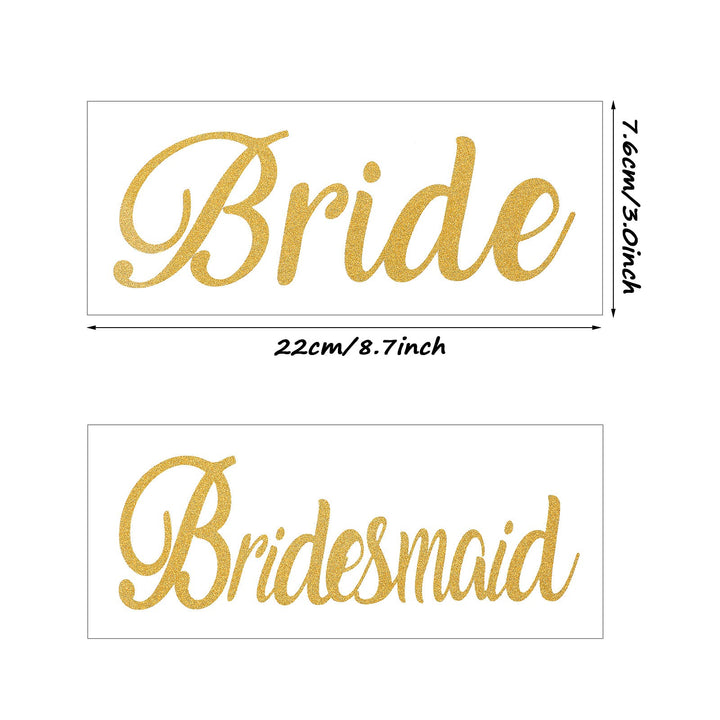 15 Pieces Gold Bridal Heat Transfer Iron Bridesmaid Maid of Honor Heat Transfer Letters Decal Heat Transfer on Vinyl Stickers HTV for T-Shirt Wedding Bags Clothes Shower Party Gold Glitter Letters