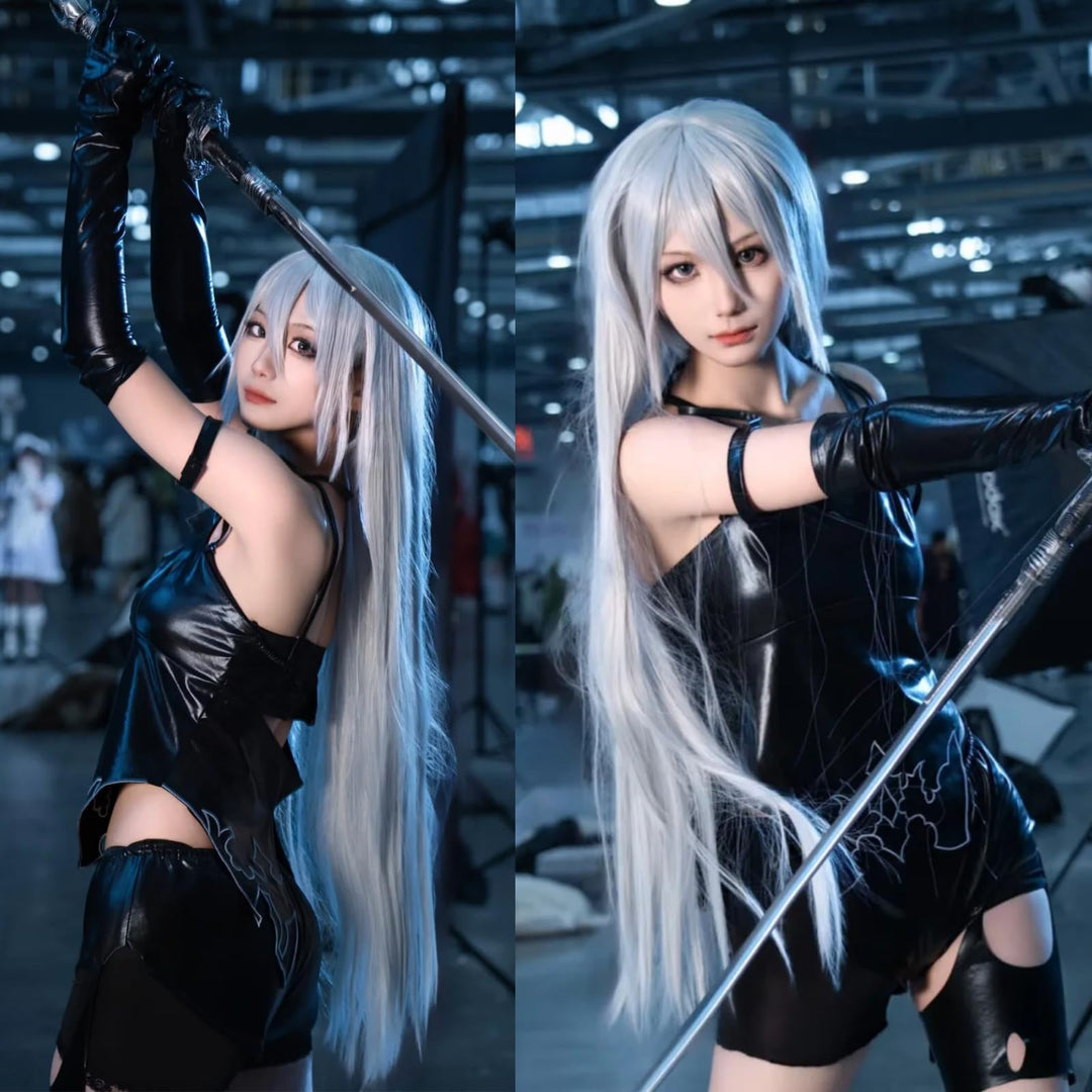 Anangel Gray: Vocaloid 80cm Long Straight Hair Silver Wigs Lolita Gray Cosplay Wig