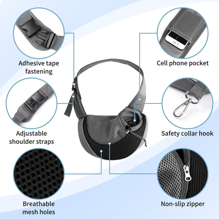 Pet Dog Sling Carrier Breathable Mesh Travel Safe Sling Bag Carrier for Dogs Cats
