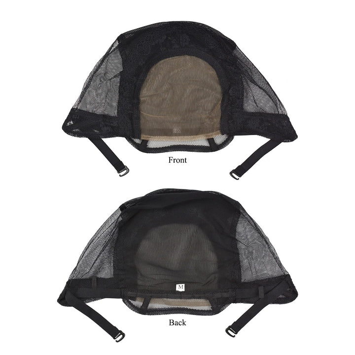 2 Pieces Black 4X4 Inch U Part Swiss Lace Wig Cap with Adjustable Straps on the Back Glueless Hairnets Lace Wig Cap for Making Wigï¼Ë†Black Mï¼â€°