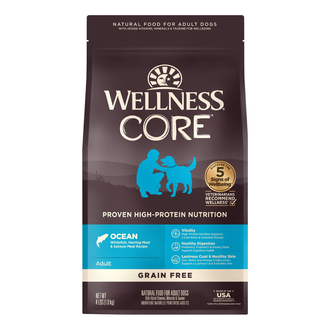 CORE Dry Dog Food, Grain-Free, High Protein, Natural, Ocean Whitefish, Herring, & Salmon Recipe, (4-Pound Bag)
