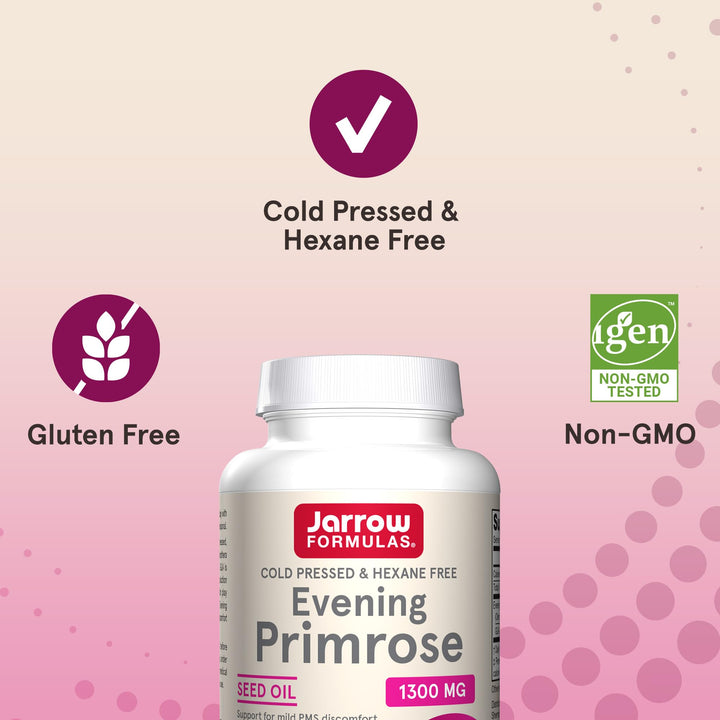 Cold Pressed and Hexane Free Evening Primrose, Dietary Supplement, Feminine Health, Support for Skin and Immune Health, 60 Softgels, Up to a 60 Day Supply