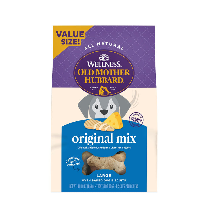 Wellness Original Mix Dog Biscuits, Natural, Training Treats, Four Flavors, Large Size, (3.5 Pound Bag)