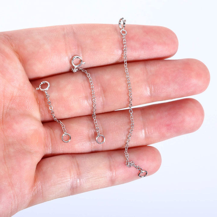 Neckalce Extenders White Gold Plated 925 Sterling Silver Chian Extension Necklace Bracelet Anklet Extenders Jewelry for Crfat(1 2 3 inch)