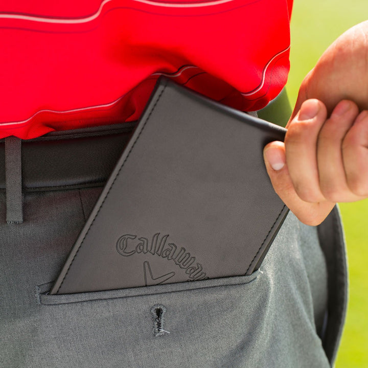 Leather Golf Scorecard Holder, Black, 7 x 4.25