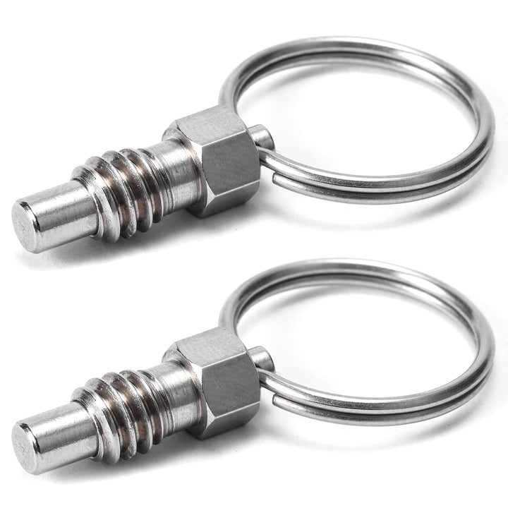 2 Packs Spring Plunger with Pull Ring, 1/4- 20 Thread Size, 0.31 Thread Length, Stainless Steel Non-Locking Type Stubby Hand-Retractable Spring Plunger Index Plunger