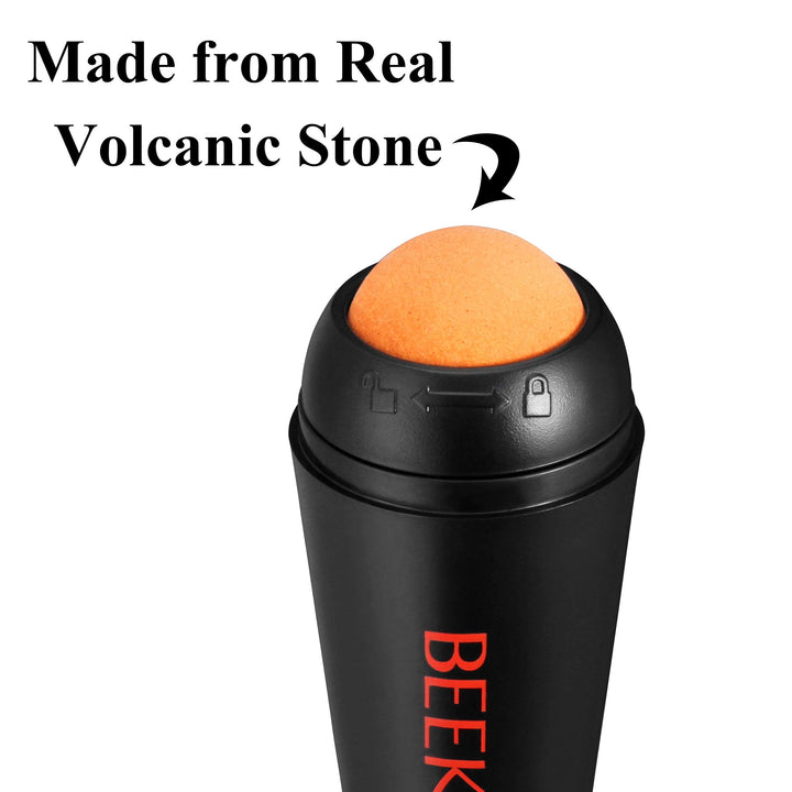 BEEKEG Oil-Absorbing Volcanic Face Roller, Oil Control On-The-Go, Reusable Solution of Combating Oily Skin, Naturally Green Facial Skincare Tool