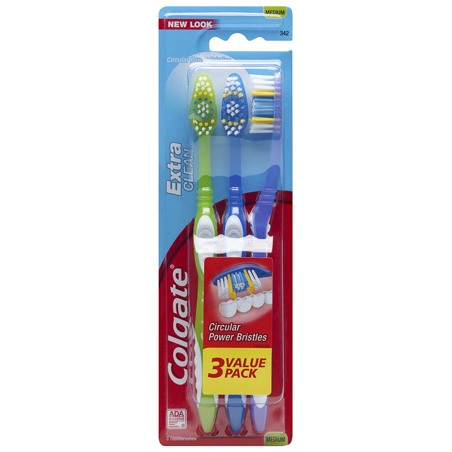 Extra Clean Toothbrushes, Medium Full Head #341, 3 Pack