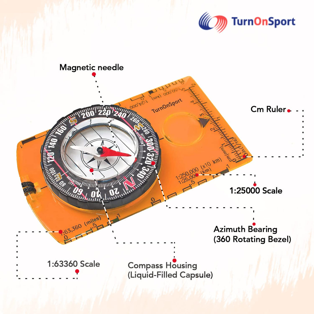 Orienteering Compass Hiking Backpacking Compass | Advanced Scout Compass Camping Navigation - Boy Scout Compass for Kids | Professional Field Compass for Map Reading - Best Survival Gifts