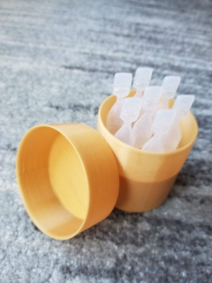 Eye Drops Holder & Storage w/lid, Holds 7 Single use Disposable vials (Gold)