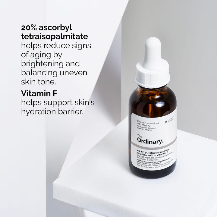 The Ordinary Ascorbyl Tetraisopalmitate Solution 20% in Vitamin F, Hydrating Vitamin C Oil for Even Skin Tone, 1 Fl Oz