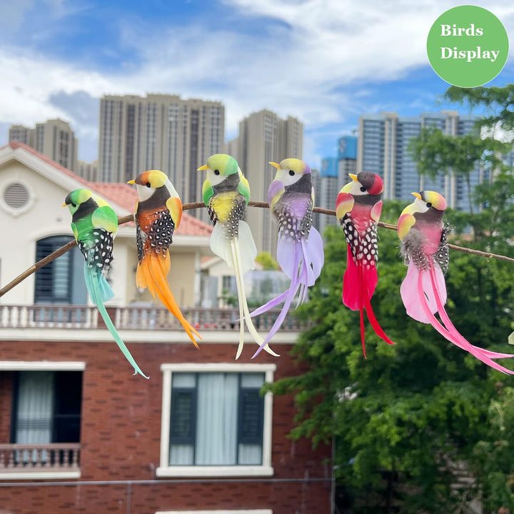 12pcs Artificial Simulation Foam Feather Birds 4.7 Realistic Sparrow Bird Clip on Ornaments for Christmas Tree Decoration Wreath Crafts Home Party Accessories