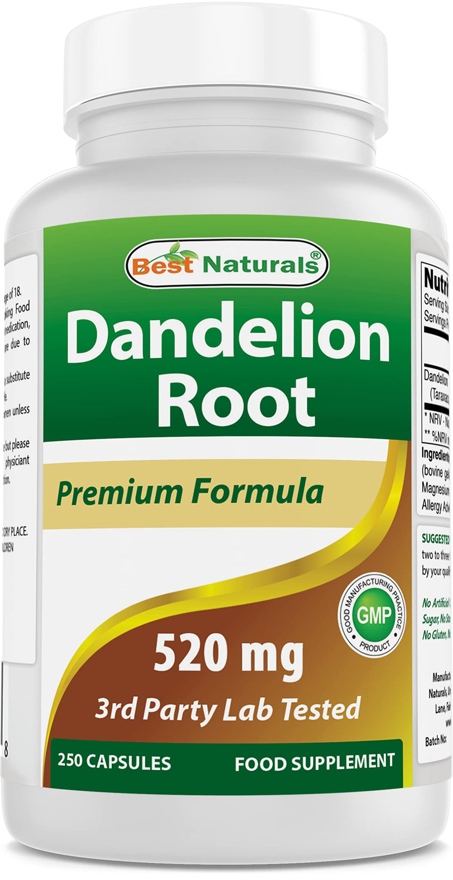 Dandelion Root 520 mg 250 Capsules