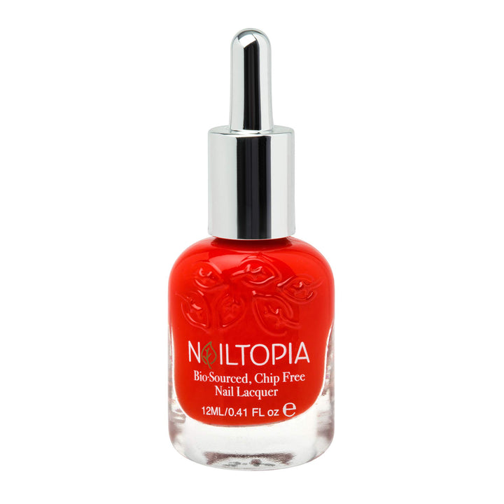 - Plant-Based Chip Free Nail Lacquer - Non Toxic, Bio-Sourced, Long-Lasting, Strengthening Polish - Red Hot Summa (Red With Orange Undertones) - 0.41oz