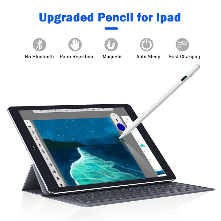 Stylus Pencil for Apple iPad Air 2024 11/13 inch M2, iPad Pro 13/12.9/11-inch, iPad Air 6/5/4/3th Generation, iPad Air Pencil, iPad 10/9/8/7/6th, Compatible (2018-2024) with Palm Rejection