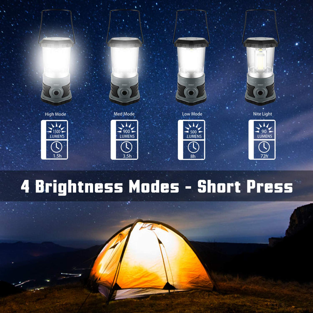 LED Camping Lantern Battery Powered 1500 Lumen COB Camping Light 4*D Batteries(Included) Perfect for Camp Hiking Emergency Kit