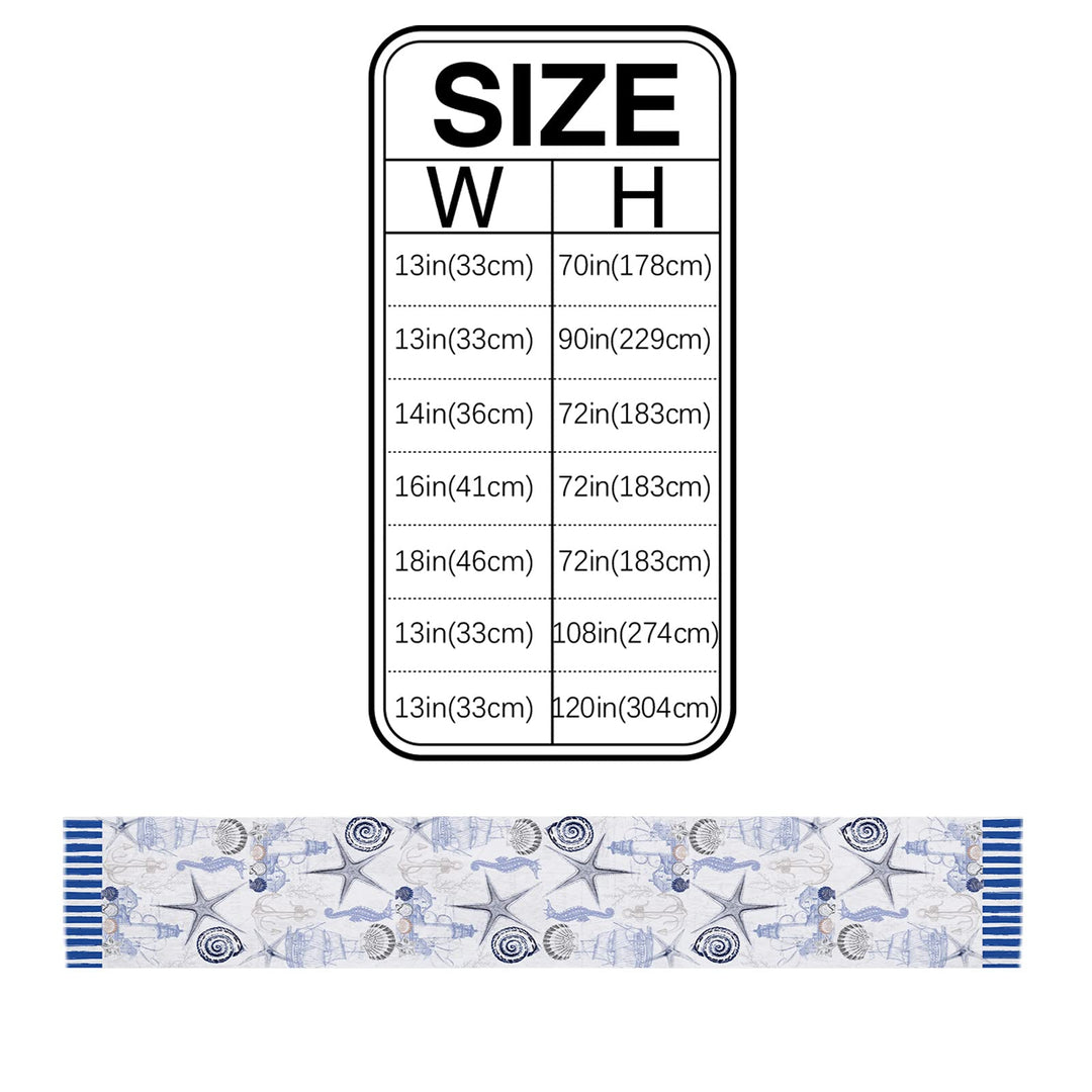 13 x 70 inches Table Runner Cotton-Polyester Blend, Ocean Marine Theme Nautical Sea Animals Retro Blue Table Runner for Table Decorations, Indoor Outdoor Parties, Farmhouse & Family Gathering, 1 Pack