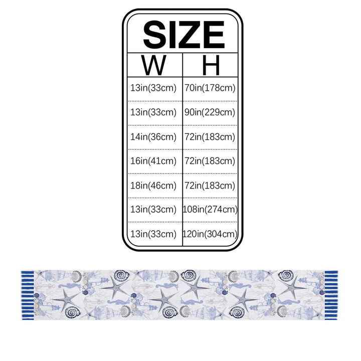 13 x 70 inches Table Runner Cotton-Polyester Blend, Ocean Marine Theme Nautical Sea Animals Retro Blue Table Runner for Table Decorations, Indoor Outdoor Parties, Farmhouse & Family Gathering, 1 Pack