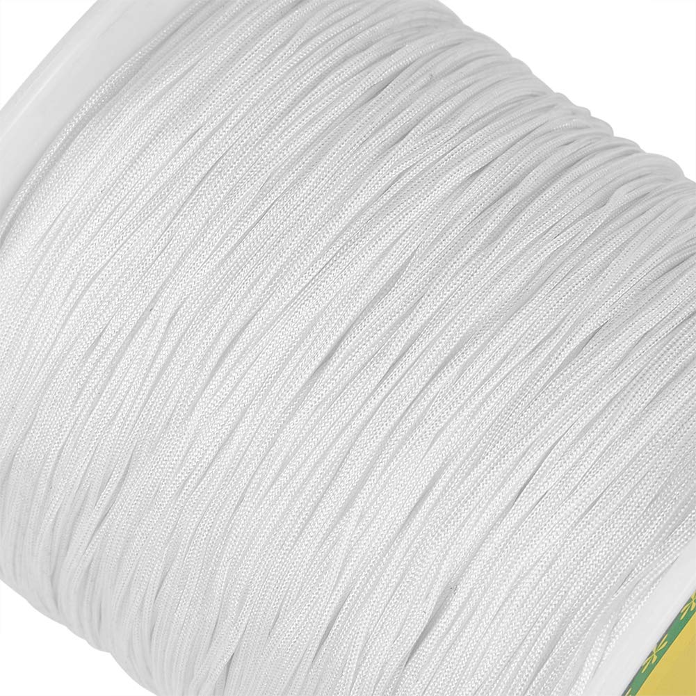 150 Yards White Nylon Beading String Cords 0.5mm Chinese Knotting Cord Braided Nylon Thread Wires for Kumihimo Knotting Wrapping Beading Macrame Bracelet Jewelry Making