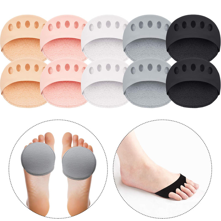 Honeycomb Fabric Forefoot Pads Metatarsal Cushions Ball of Foot Cushion Pads, 5 Colors (10)