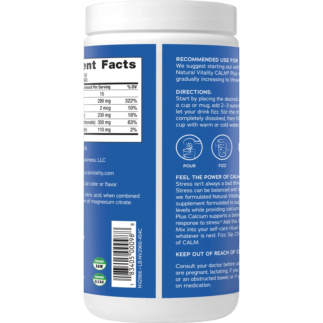 Calm, Magnesium Citrate & Calcium Supplement, Drink Mix Powder Supports a Healthy Response to Stress, Gluten Free, Vegan, & Non-GMO, Original, 16 oz