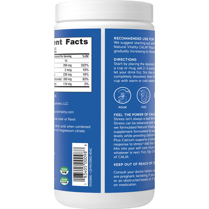 Calm, Magnesium Citrate & Calcium Supplement, Drink Mix Powder Supports a Healthy Response to Stress, Gluten Free, Vegan, & Non-GMO, Original, 16 oz