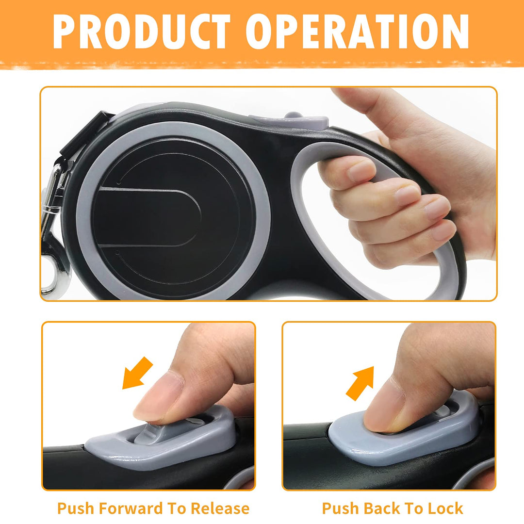 26Ft Retractable Dog Leash, Heavy Duty Great Leash for Dog up to 110 lbs, Anti-Slip Rubberized Handle, One-Handed Brake, Strong Nylon Tape, Tangle Free——