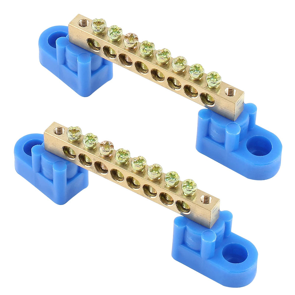5 Pcs Terminal Bus Bar 8 Positions Brass Wire Screw Terminal Grounding Strip Bus Bar Block Terminal Block - Blue