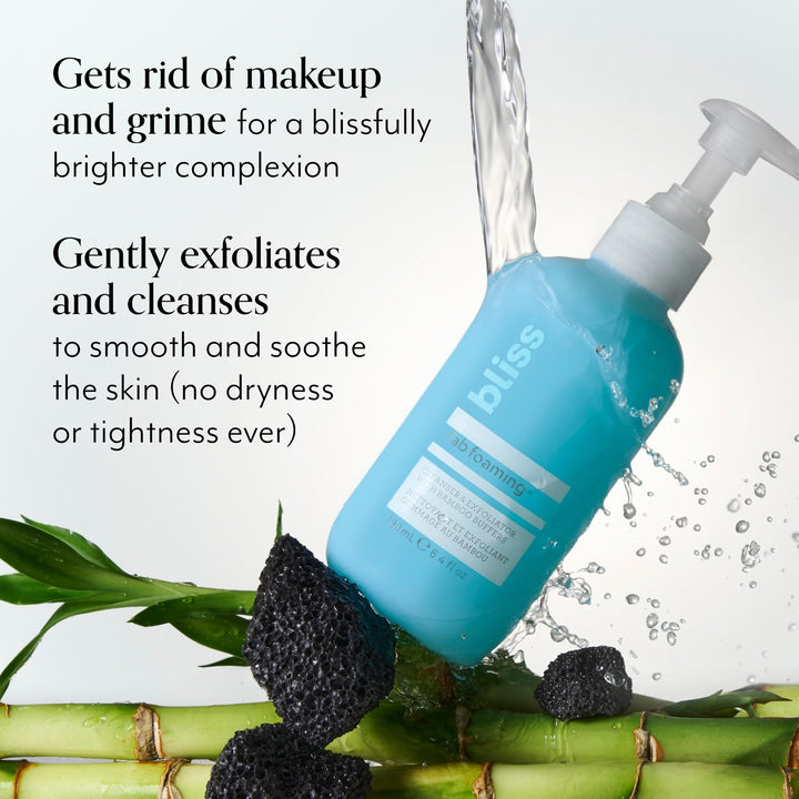 Fab Foaming 2-In-1 Cleanser and Exfoliator with Bamboo Buffers - 6.4 Fl Oz - Oil-Free Gel Face Wash - Makeup Remover - Vegan & Cruelty Free
