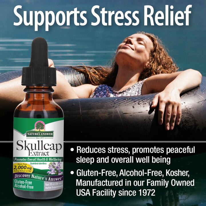 Nature's Answer Alcohol-Free Skullcap Herb Extract Supplement 1-Fluid Ounce Liquid | Natural Calming Supplement | Nervous System Support