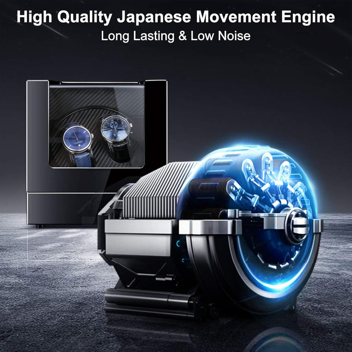 Watch Winder for Rolex, Automatic Watch Winder Box, Double Watch Winder with Japanese Quiet Motor Battery Powered or AC Adapter Black