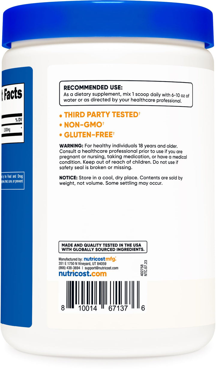 L-Proline Powder 250 Grams - 2,000mg Per Serving, Non-GMO