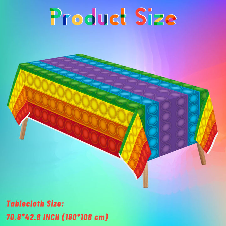 3PCS Pop Fidget Toy Party Tablecloth for Kids, Pop Fidget Toy Table Cover for Boys Birthday Party, Disposable Rectangle Tablecloth for Party Decor, Pop Fidget Party Favor, Party Supplies