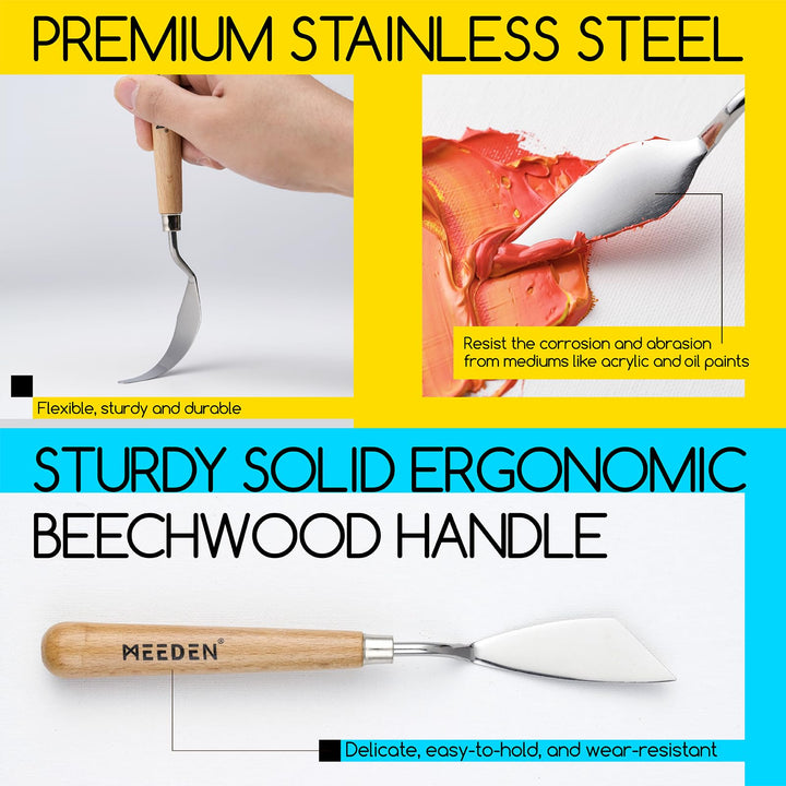 5Pcs Palette Knife Set: Stainless Steel Painting Knives with Wood Handle - Pallet Knife Set for Oil Canvas Acrylic Painting Color Mixing