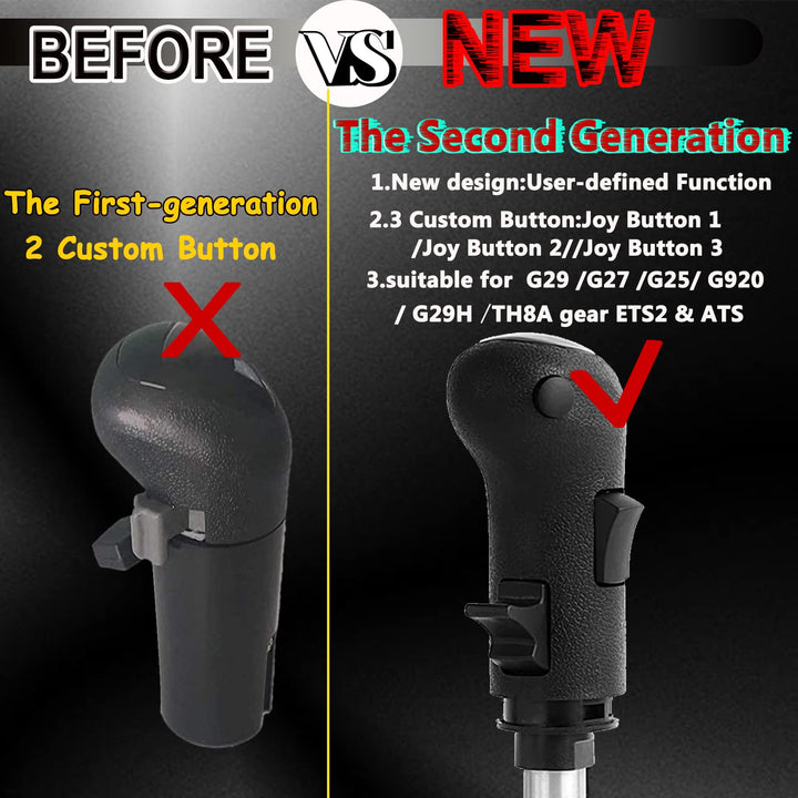 USB Gearshift Knob Support G29 G920 G27 for Simracing Game Sim Rig ETS2&ATS Games Euro Truck Simulator Shifter (Blck-Gear Shift Shifter Knob)